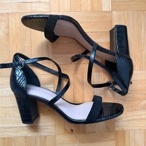 Kelly & Katie Black Crocodile Heels